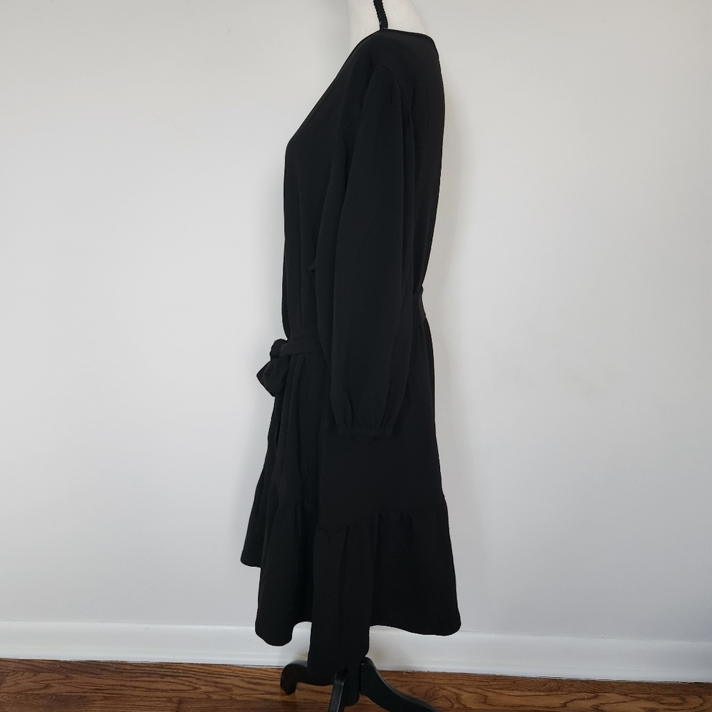 City Chic Plus Size LOVE ME KNOT Black Ruffle Belted Dress Party Large 20 - Picture 10 of 16